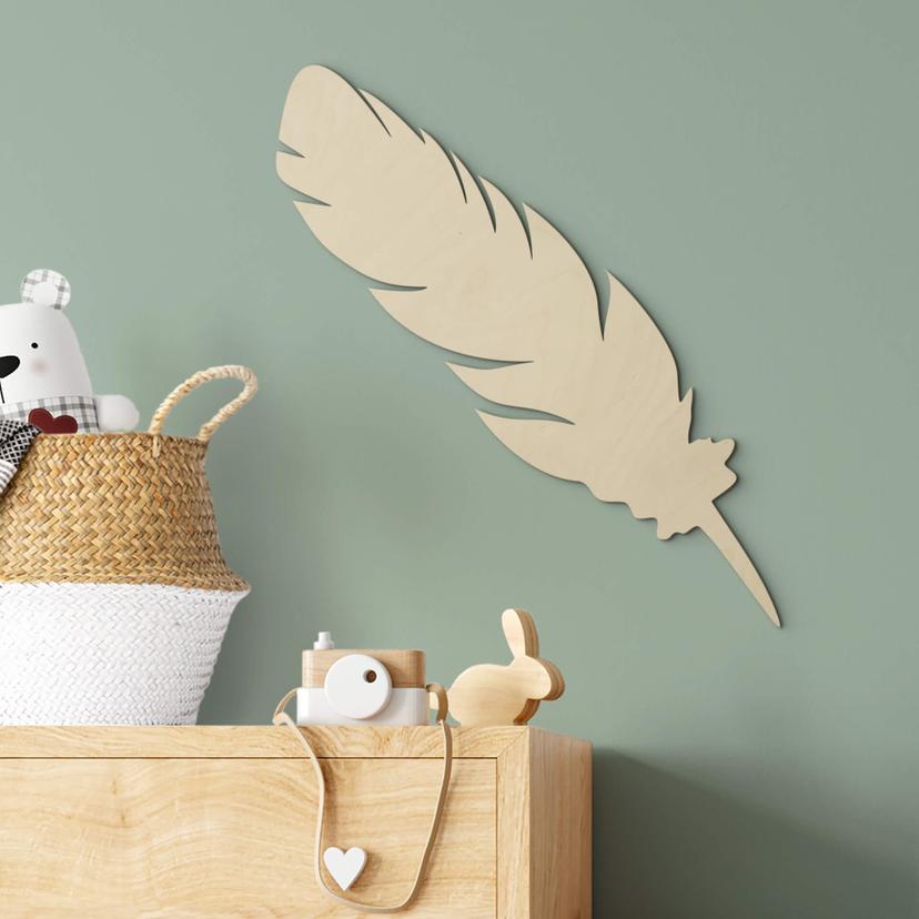 Decoración en madera álamo - pluma