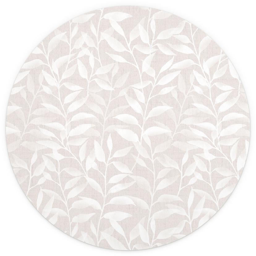 Delikat akvarellblad Fototapet - Mjuk beige - Blomstrande dekor - Rund - Självhäftande / ovävd