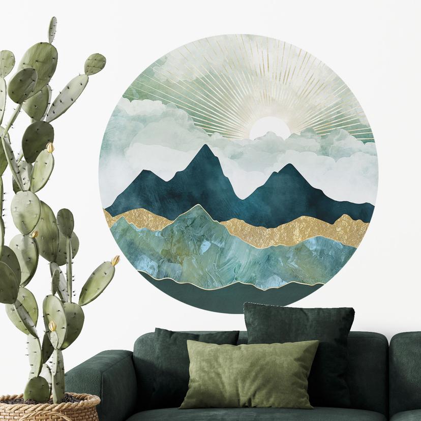 Wall Sticker Solrigt landskab i blå og guld - SpaceFrog Designs