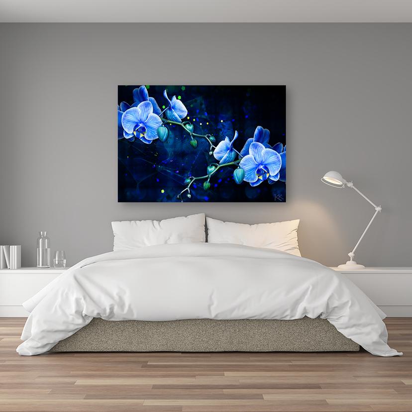 Stampe su tela, Fiore di orchidea blu