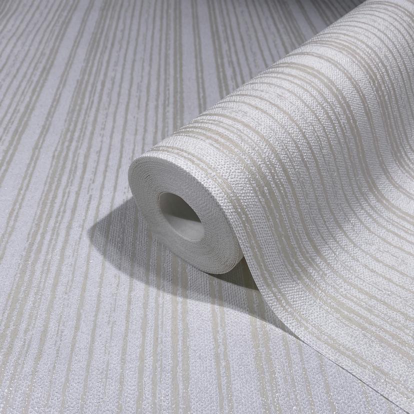 Papel pintado no tejido de rayas blancas beige y líneas papel pintado rayas clásico