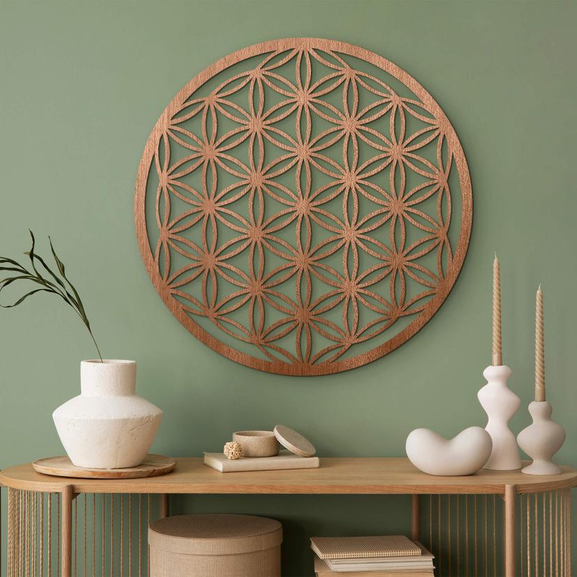Decoración en madera caoba - Flor de la vida