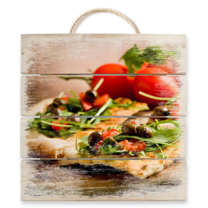 Stampa su legno -Pizza all'italiana