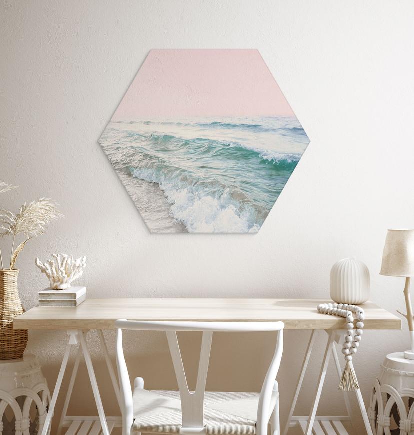 Esagono Alu-Dibond Cielo rosa sul mare - Sisi & Seb
