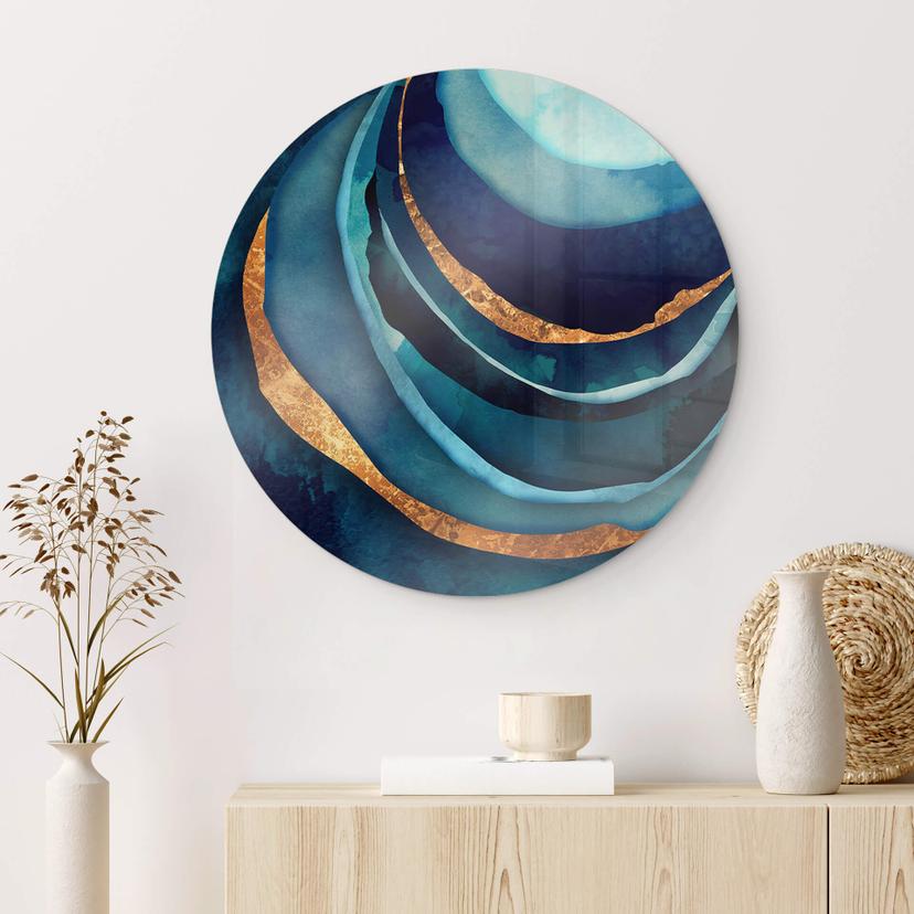 Tableau sur verre SpaceFrog Designs - bleu et or