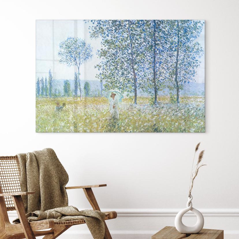 Stampa su vetro acrilico Monet - Campi in primavera