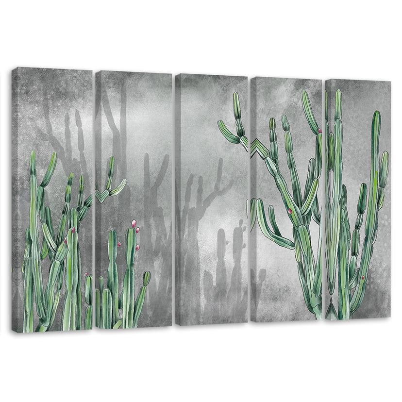 Impression sur toile en 5 parties, grand cactus du désert