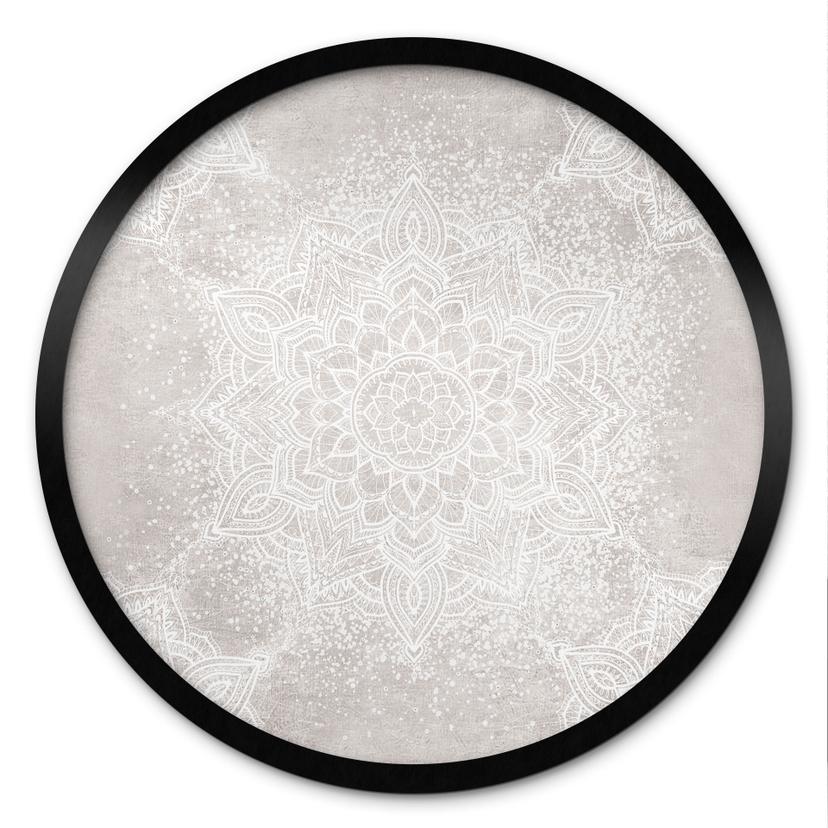 Plakat Soft Mandala på grå-beige - Bloomery Decor - Rund