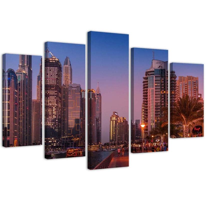 5 stykke lærredstryk, nætter i Dubai City