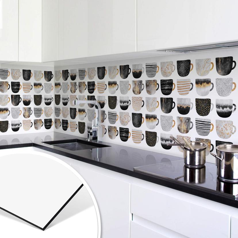 Keukenachterwand Fredriksson - Koffiekopjes Black & Gold
