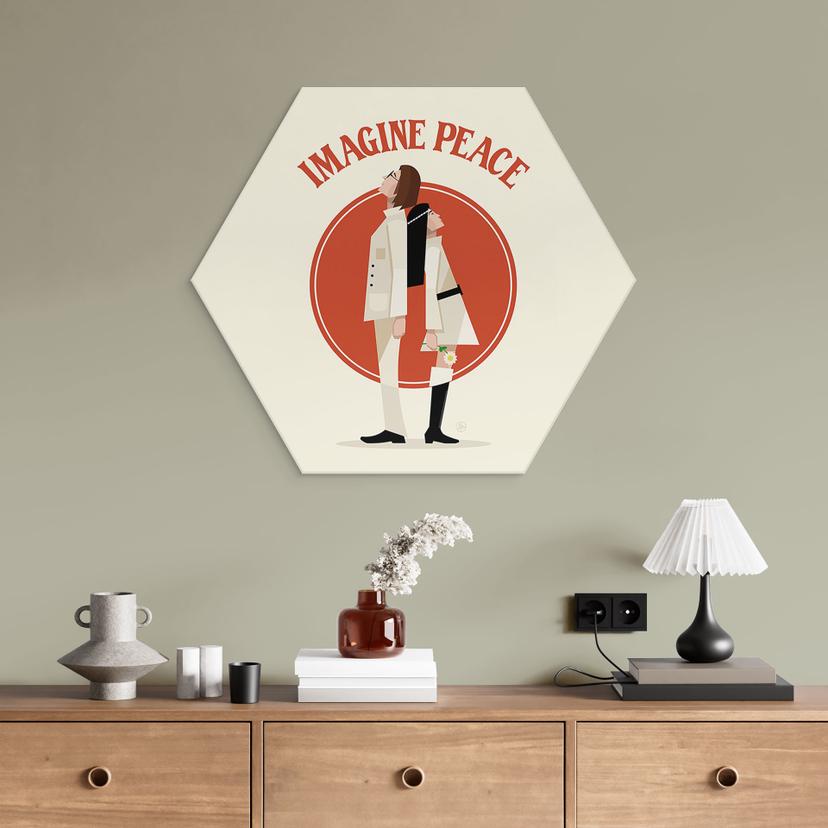 Stampe esagonali per pareti Imagine Peace - Due per la pace e la speranza - Retrodrome - alluminio d