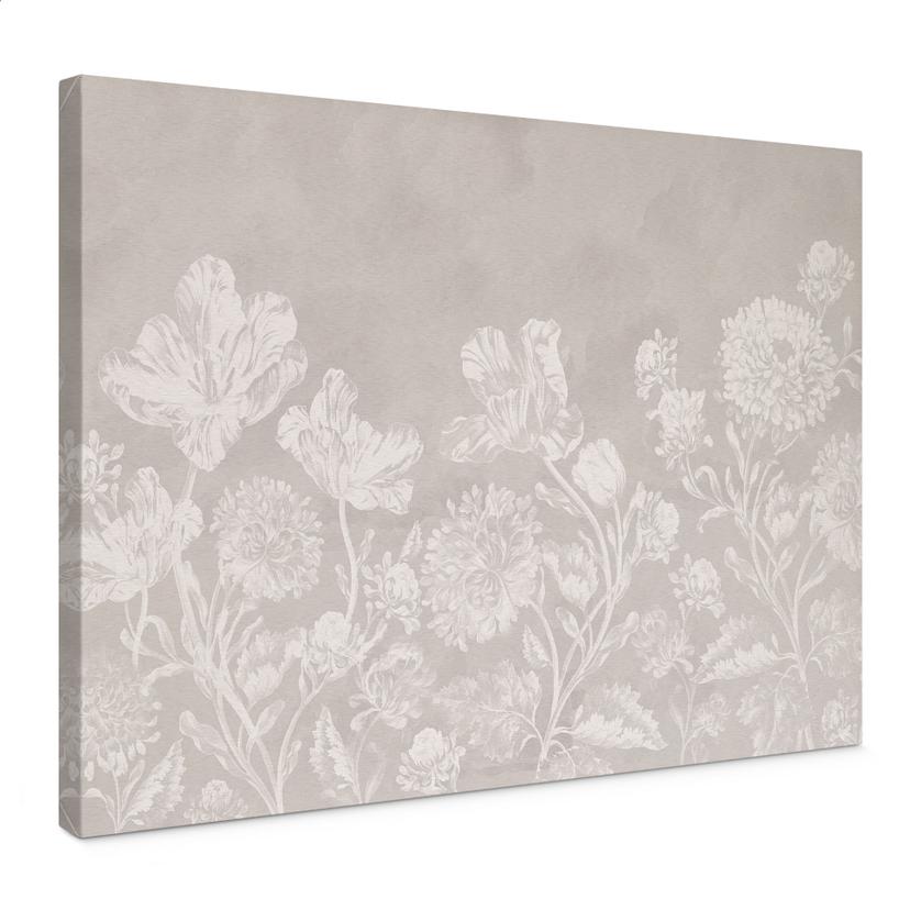 Lienzo flores silvestres en tiza beige - Bloomery Decor
