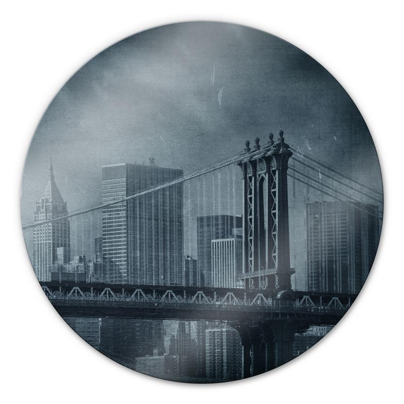 Tableau en verre - New York Bridge - rond