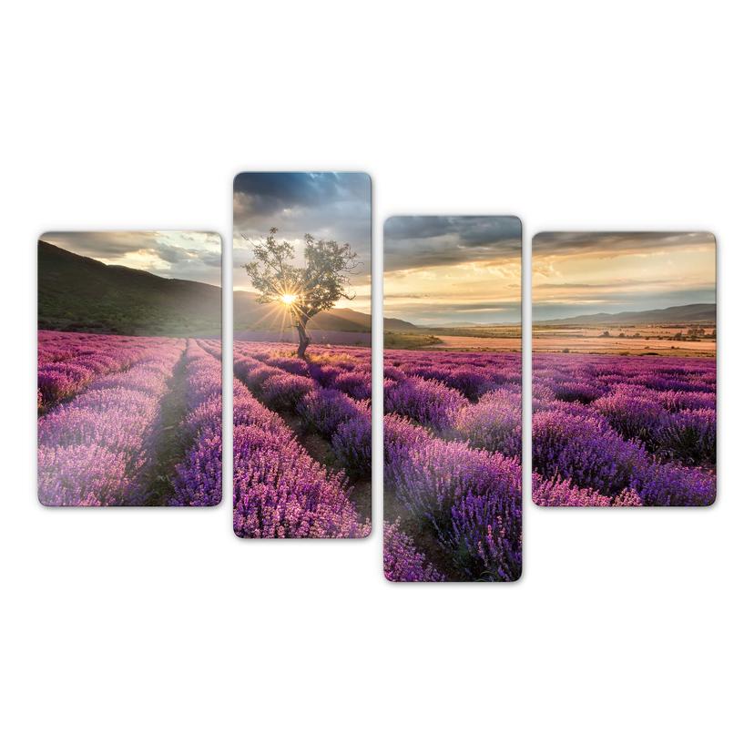 Glasschilderij Lavendel in de Provence (4-delig)