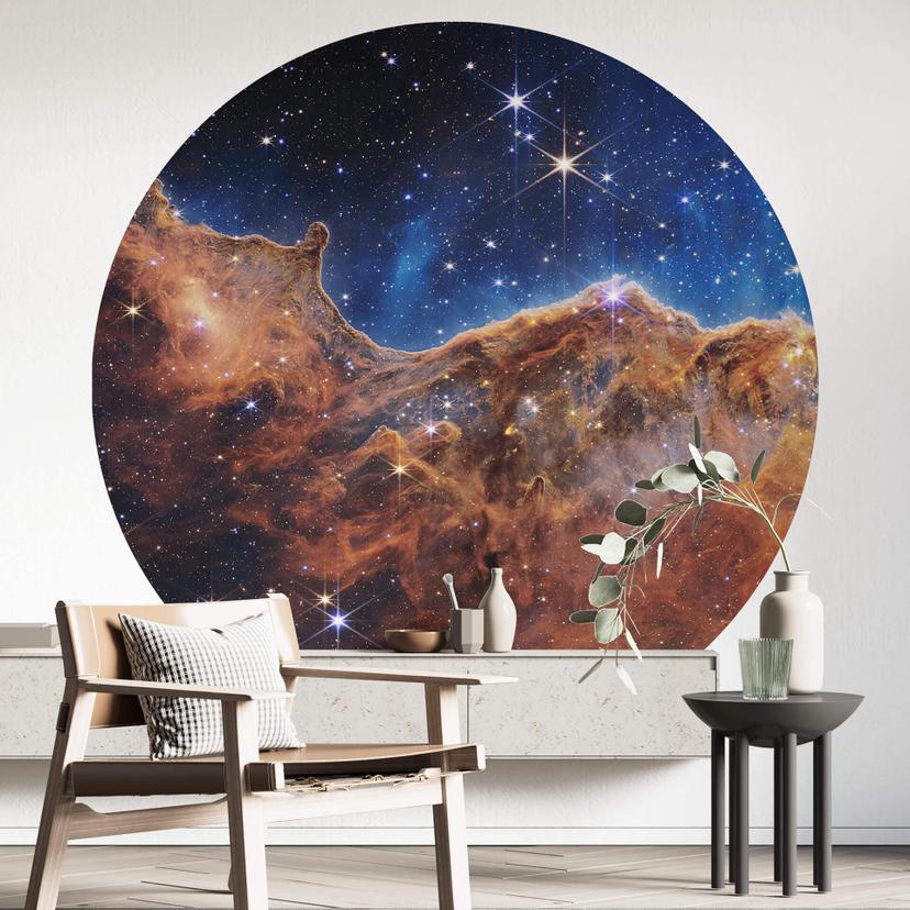 Tapet cirkel James Webb Telescope - Carina Nebula - vliesetapet/selvklæbende non-woven tapet