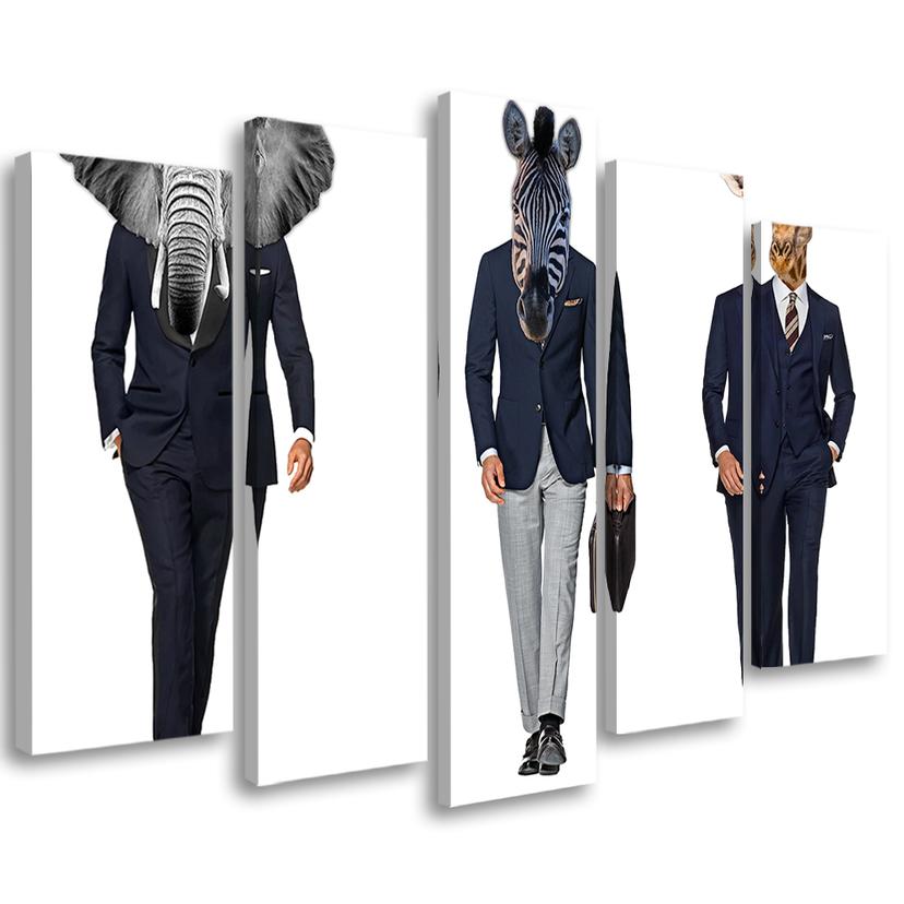 Tableau sur Toile en 5 parties Animal Africain Costume