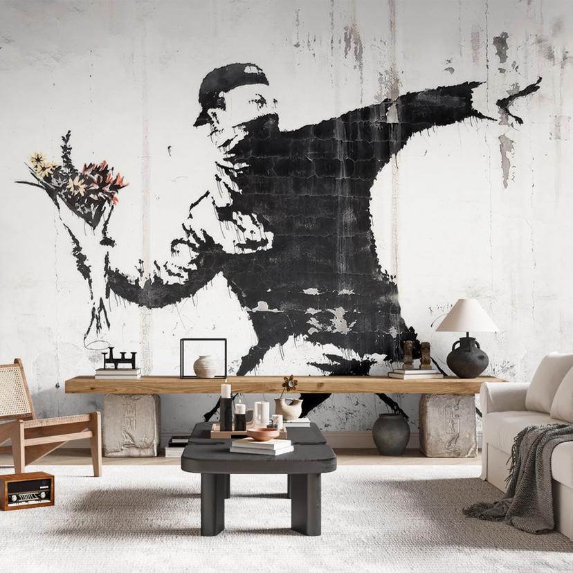 Papier peint photo Banksy - Le lanceur de fleurs
