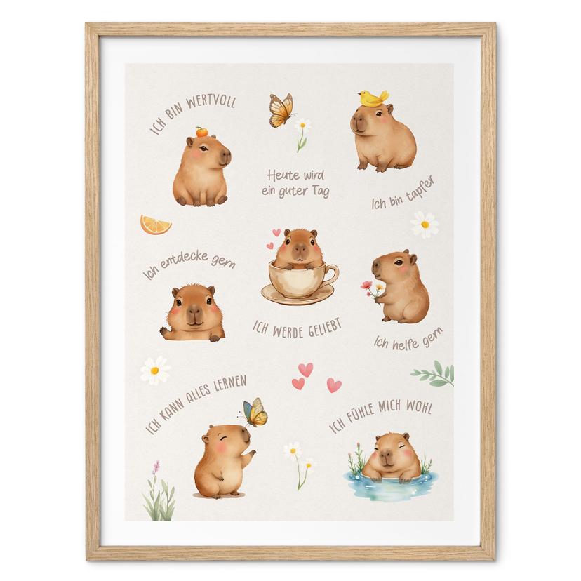 Affirmationsposter Capybara für Kinder