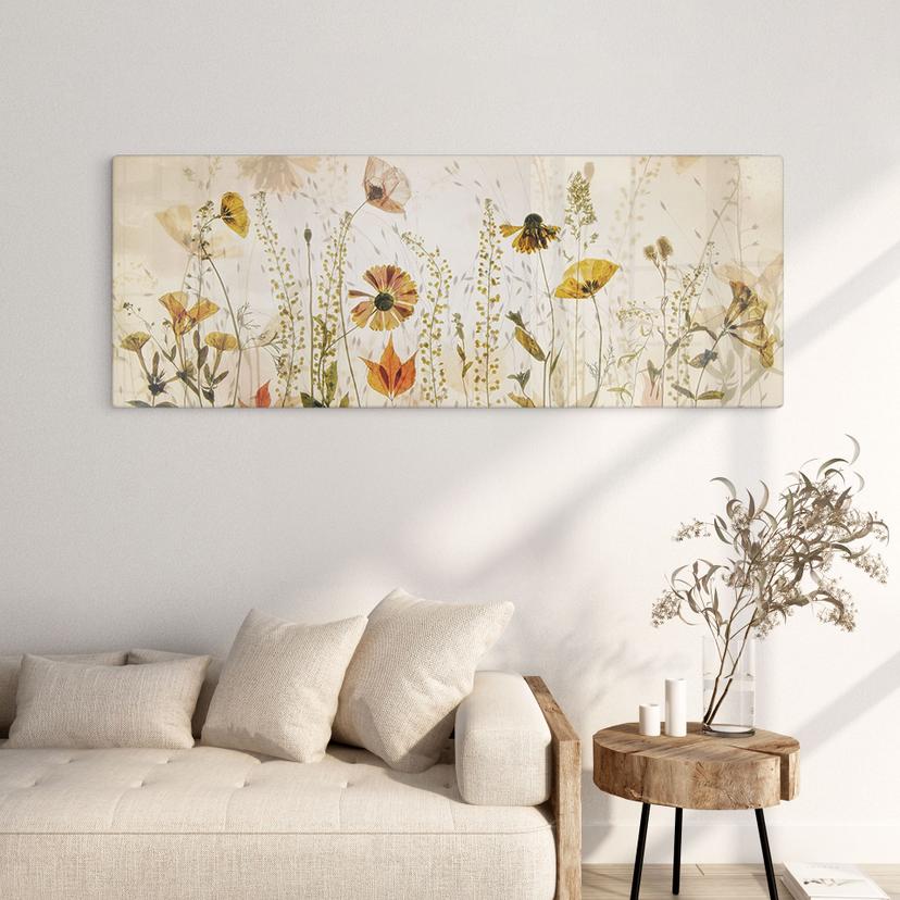 Tableau verre Fleurs sauvages des prés au soleil - Talen - Panorama
