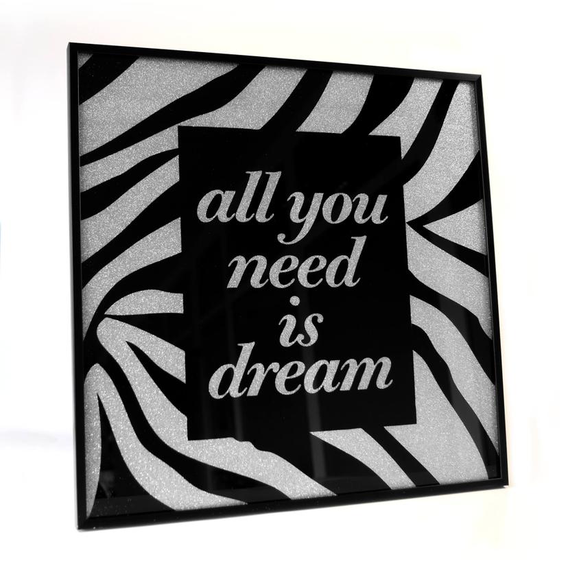 Wandbild All you need is dream - Silber Glitzer