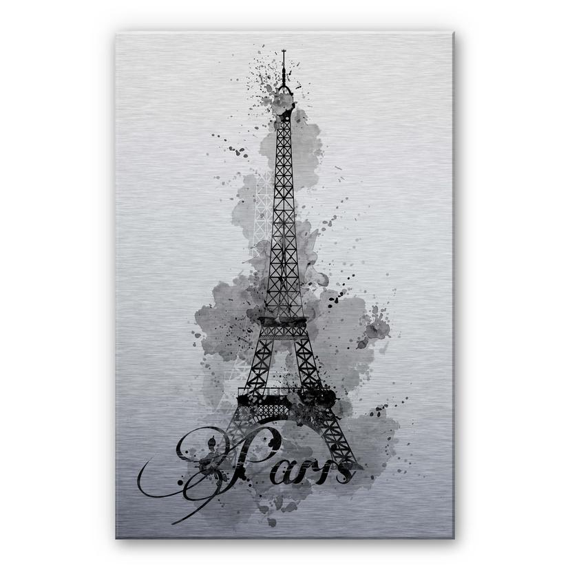 Aluminium Dibond De Eiffeltoren Aquarel zwart/wit