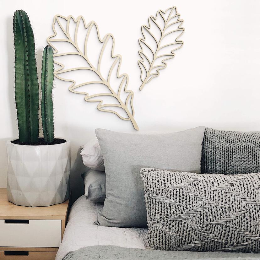 Decoración en madera álamo - hoja - roble curvada