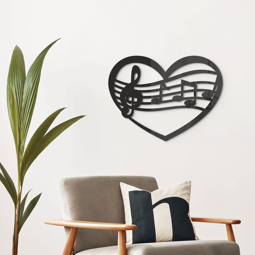 Decoración acrílica corazón musical