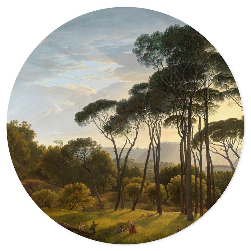 Adesivo murale Voogd - Paesaggio italiano con pini a ombrello - Rotondo