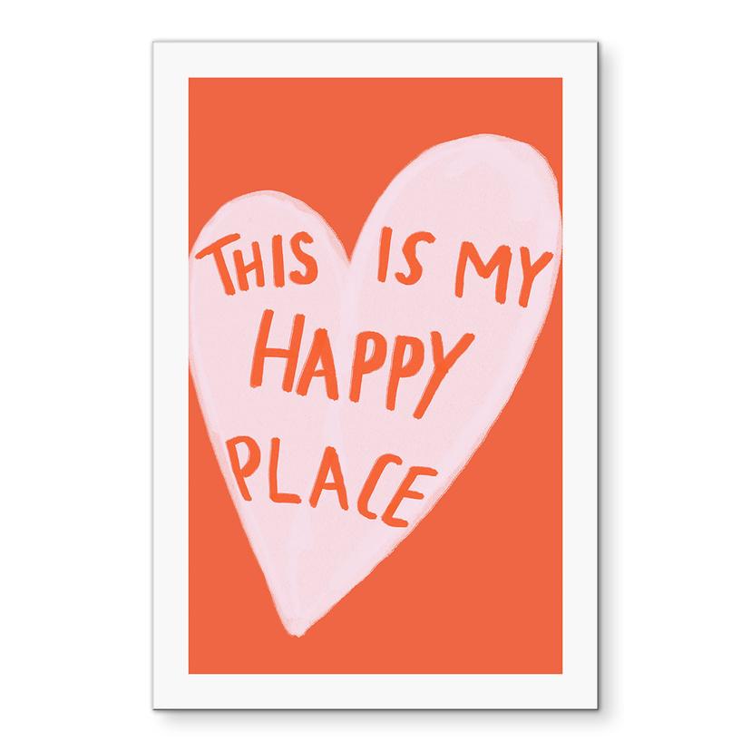 Billede This is my happy place med hjerte - Fritsch – print på aluminium (Alu-Dibond)