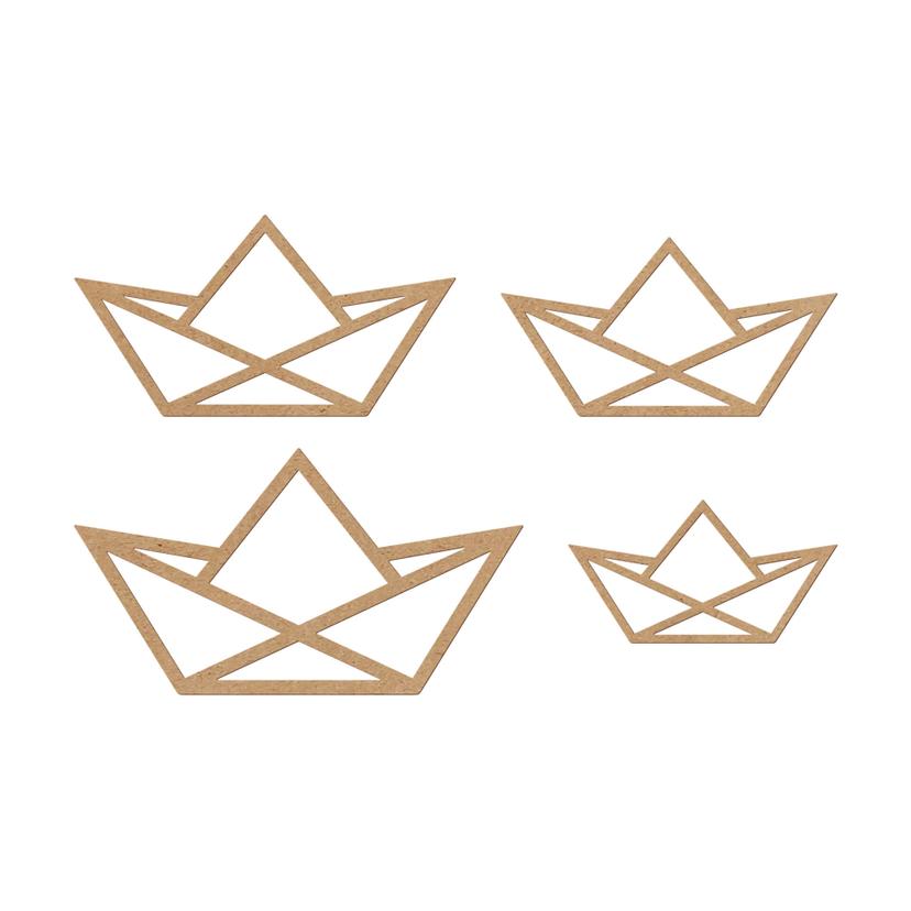 MDF Decoratie Naturel Bootjes (4-delig)