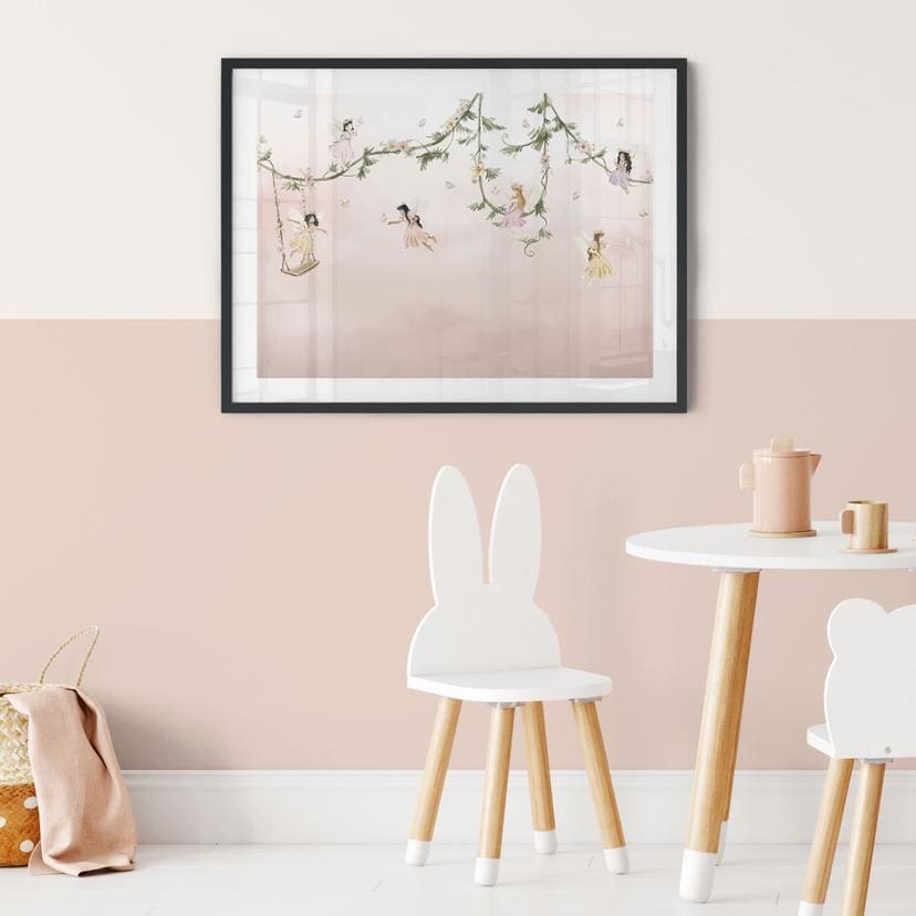 Poster Piccole fate sopra nuvole rosa - Oliver Robins