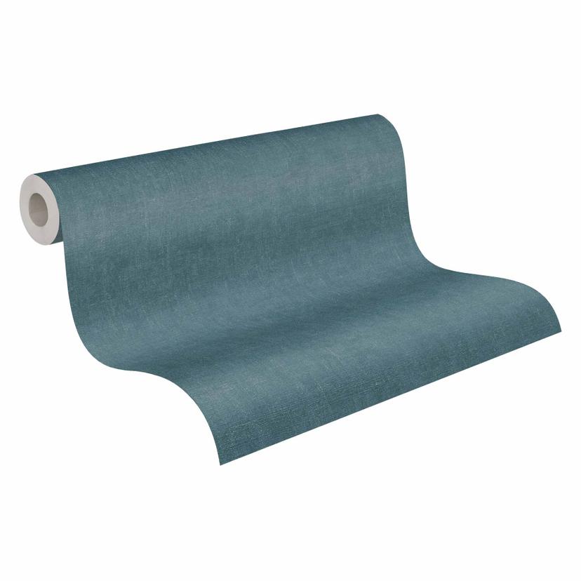 Papel pintado texturado aspecto textil azul petróleo - papel pintado no tejido moderno discreto