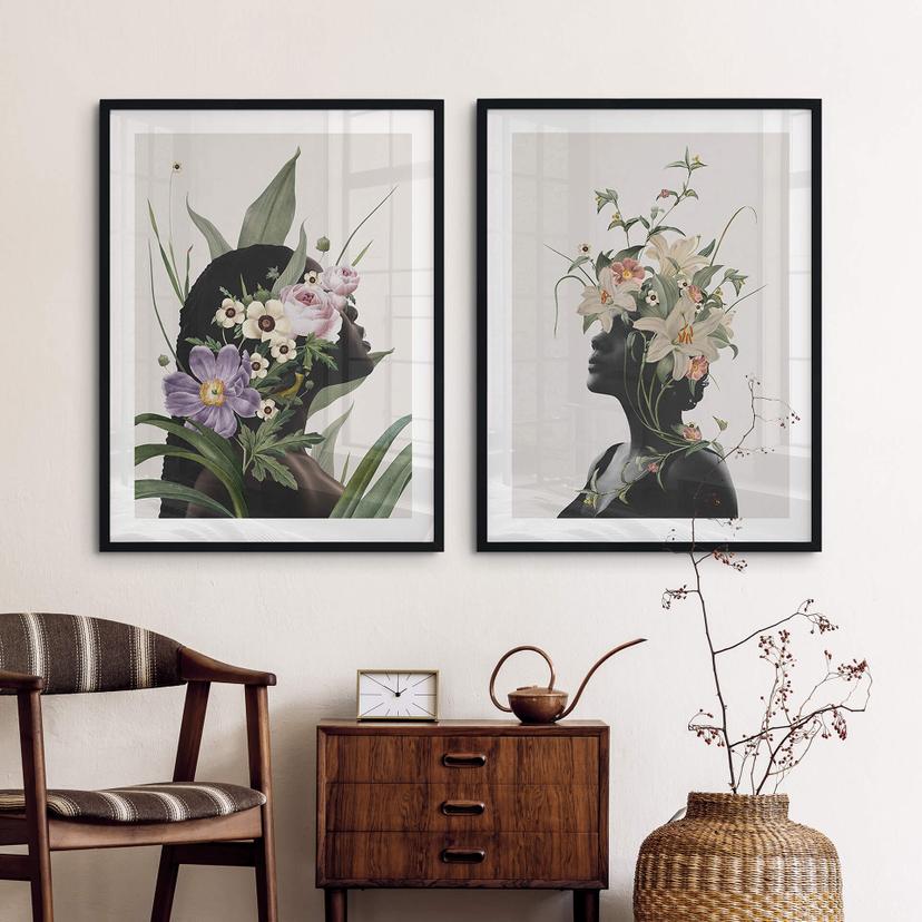 Poster Frida Floral Studio - Silhouette de femme avec des fleurs de lys