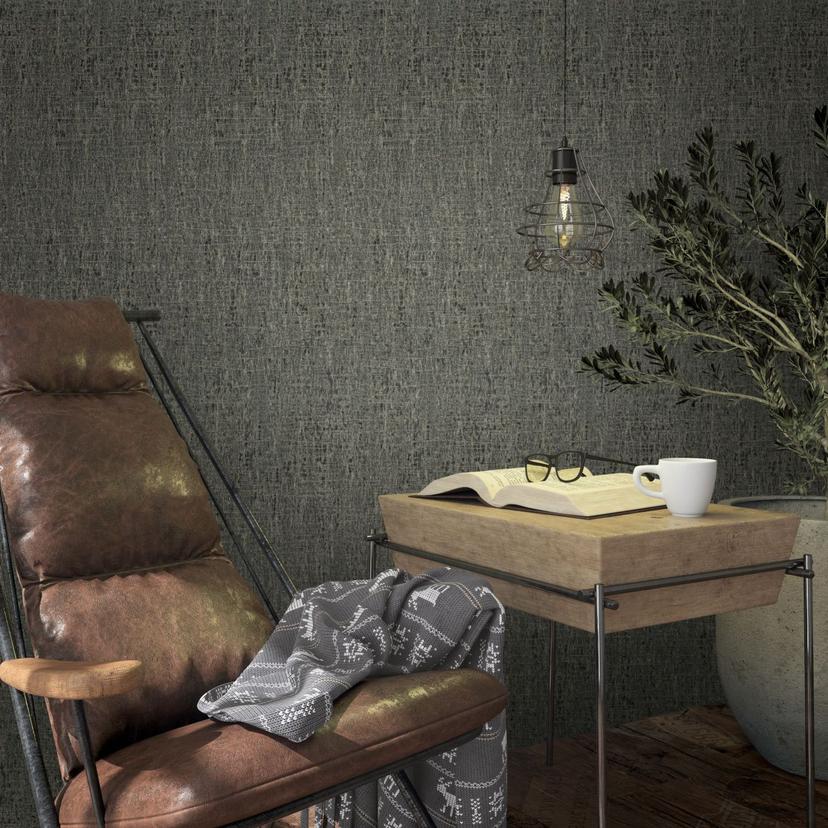 antracit tekstureret vinyltapet Loft Superior guld