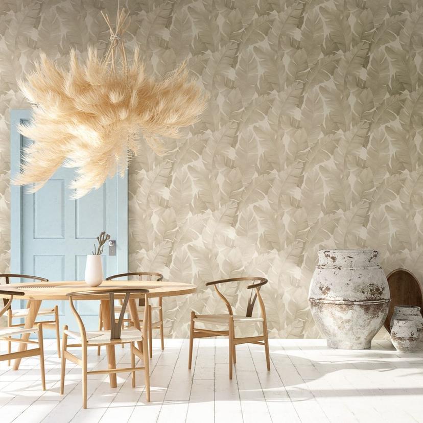 blomstertapet, non-woven beige