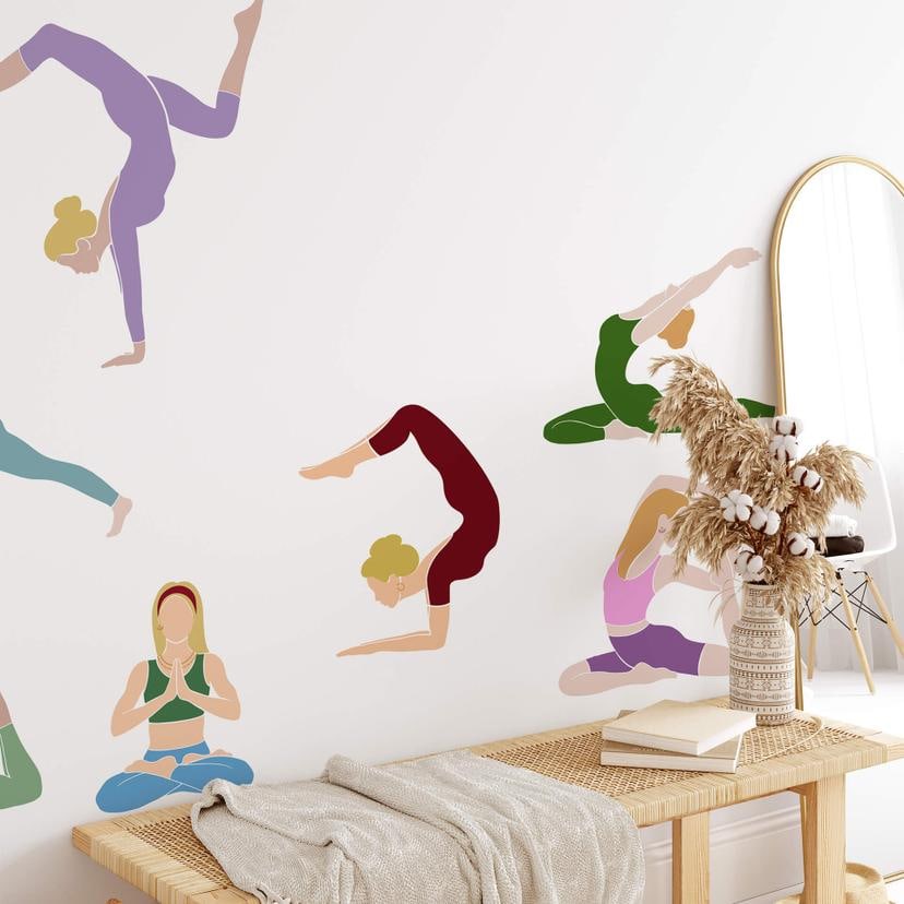 Adesivo murale Yoga Set (8 pz.)