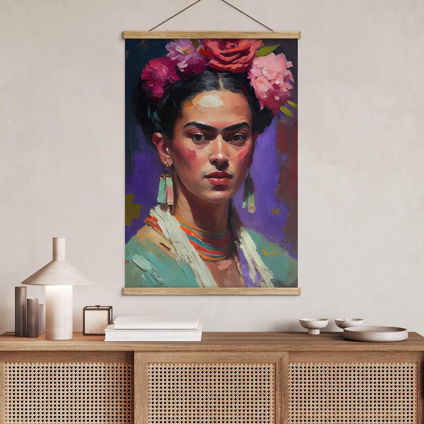 Poster tessile Treechild - Portrait of Frida Kahlo