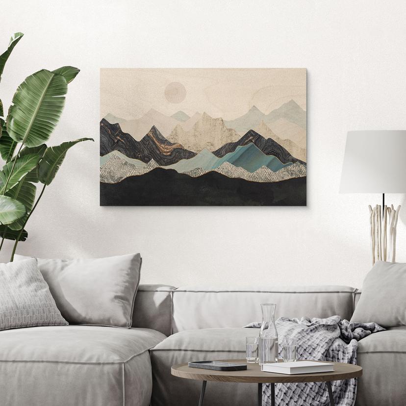 Stampa su legno Tranquillo paesaggio montano al crepuscolo - SpaceFrog Designs
