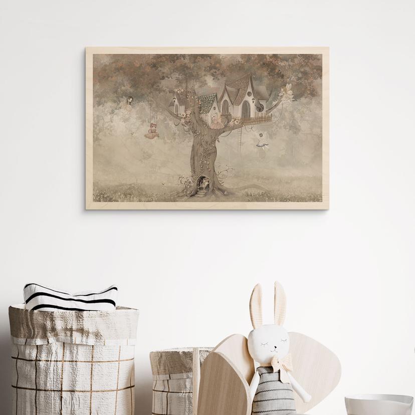 Holzbild Magisches Baumhaus mit Feen - Ms Tiff