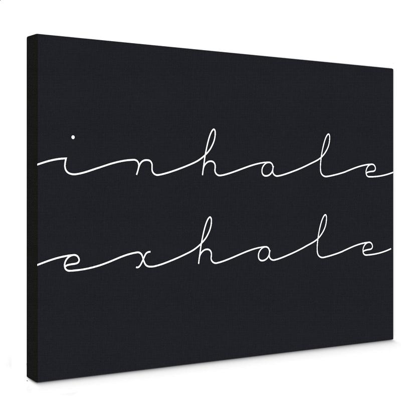 Cuadro en lienzo - inhalar exhalar b/n