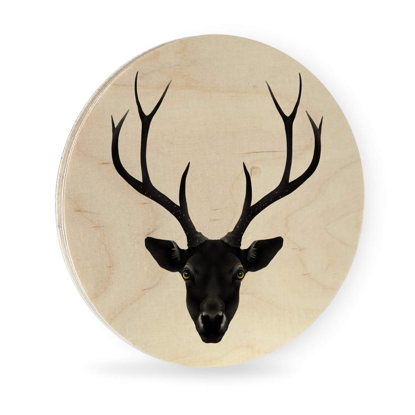 Stampa su legno Ireland - The Black Deer - tondo