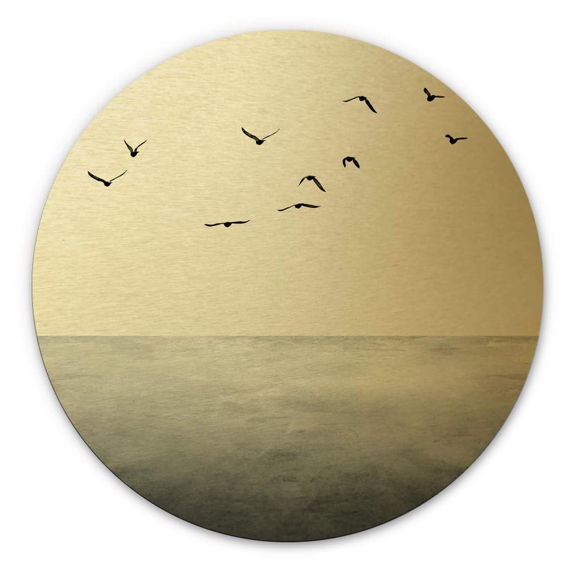 Dibond Schilderij met goud effect Kubistia - Silent Lake