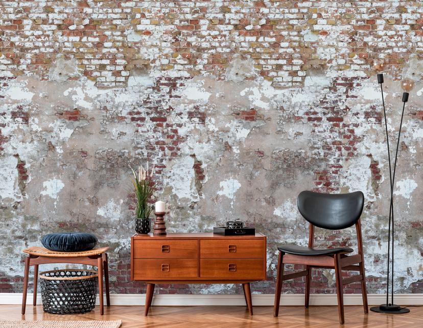 tapet stenvæg beige grå - non-woven tapet Industrial Livingwalls - mat og glat