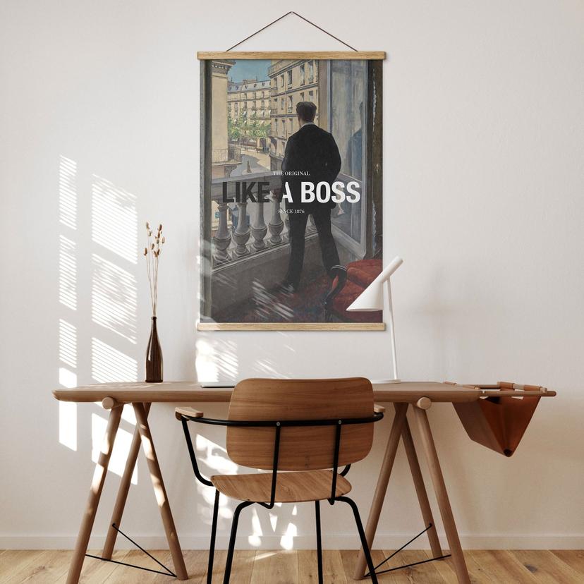 Poster tessile Like a Boss - Ispirato a Caillebotte - Giovane alla finestra
