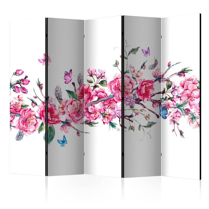 Divisorio per sala - Fiori e farfalle, 3 pezzi