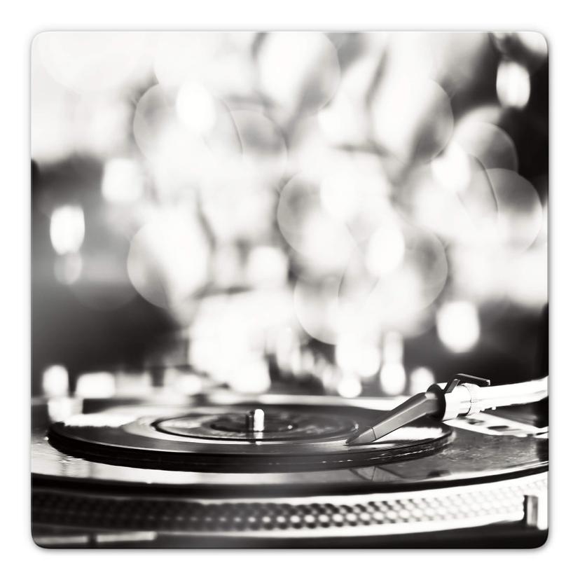 Tableau en verre - Vinyle sur le tourne-disques- Carré