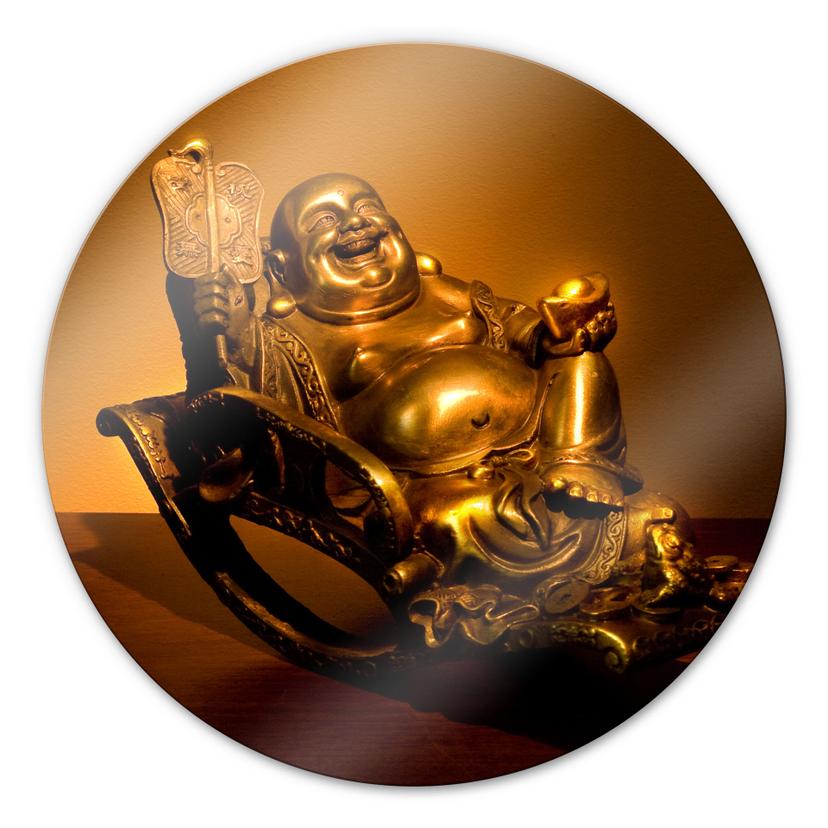 Tableau en verre - Joyeux Bouddha - Rond