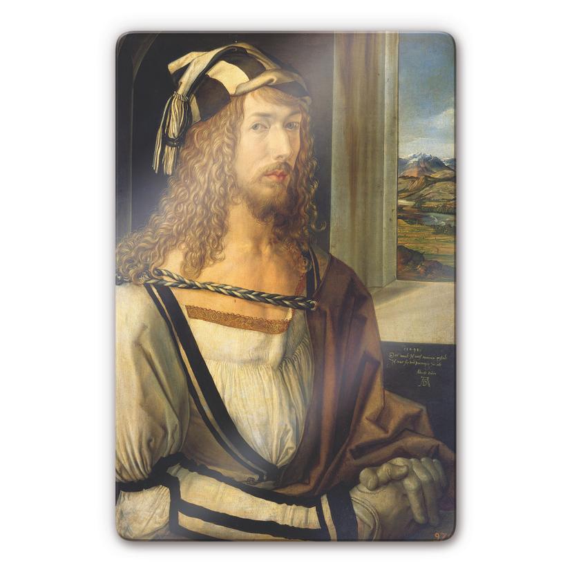 Tableau en verre - Dürer - Autoportrait avec paysage