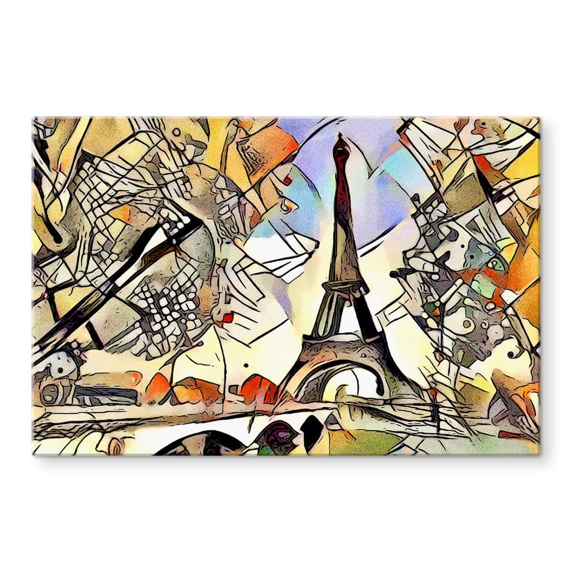 Tableau sur verre  Zamart - La rencontre de Kandinsky et de la Tour Eiffel à Paris