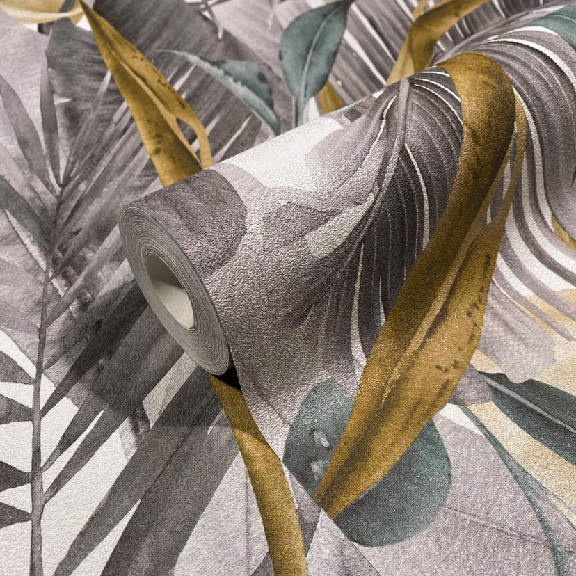 Blomstertapet non-woven Spirit of Jungle grå, brun